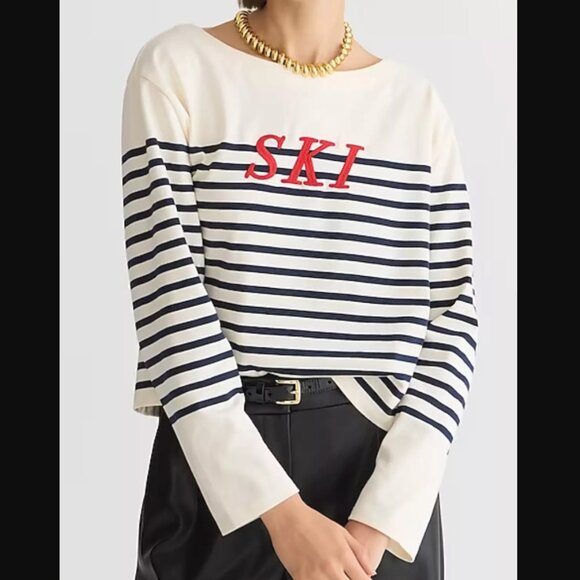 ๐จ 50% OFF BUNDLES!๐จ NWT J.Crew Mariner cloth embroidered long-sleeve T-shirt - Picture 1 of 7